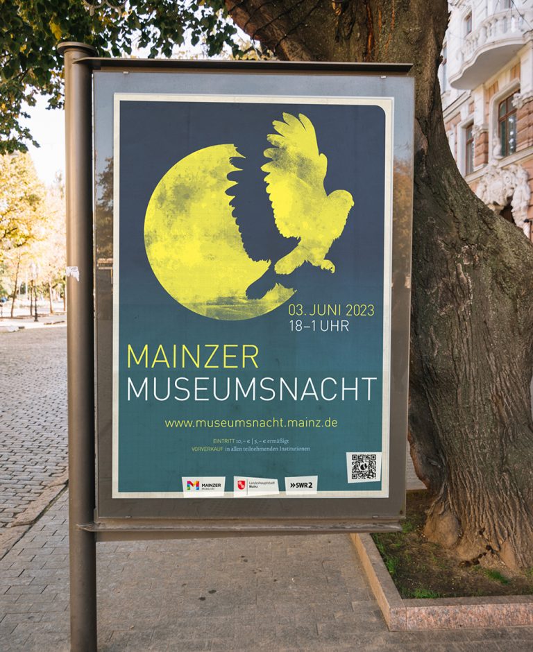 Plakat Mainzer Museumsnacht 2023, designed by die basis