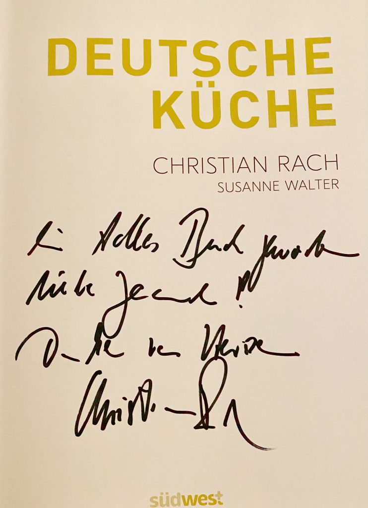 Innenseite Kochbuch Deutsche Küche mit persönlicher Widmung von Christian Rach